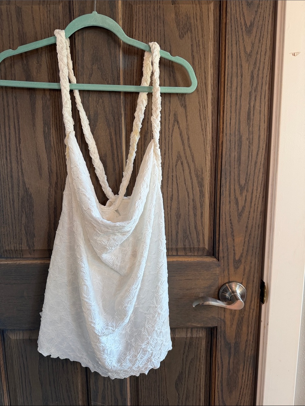 Free People White Textured Cowl Back Tank